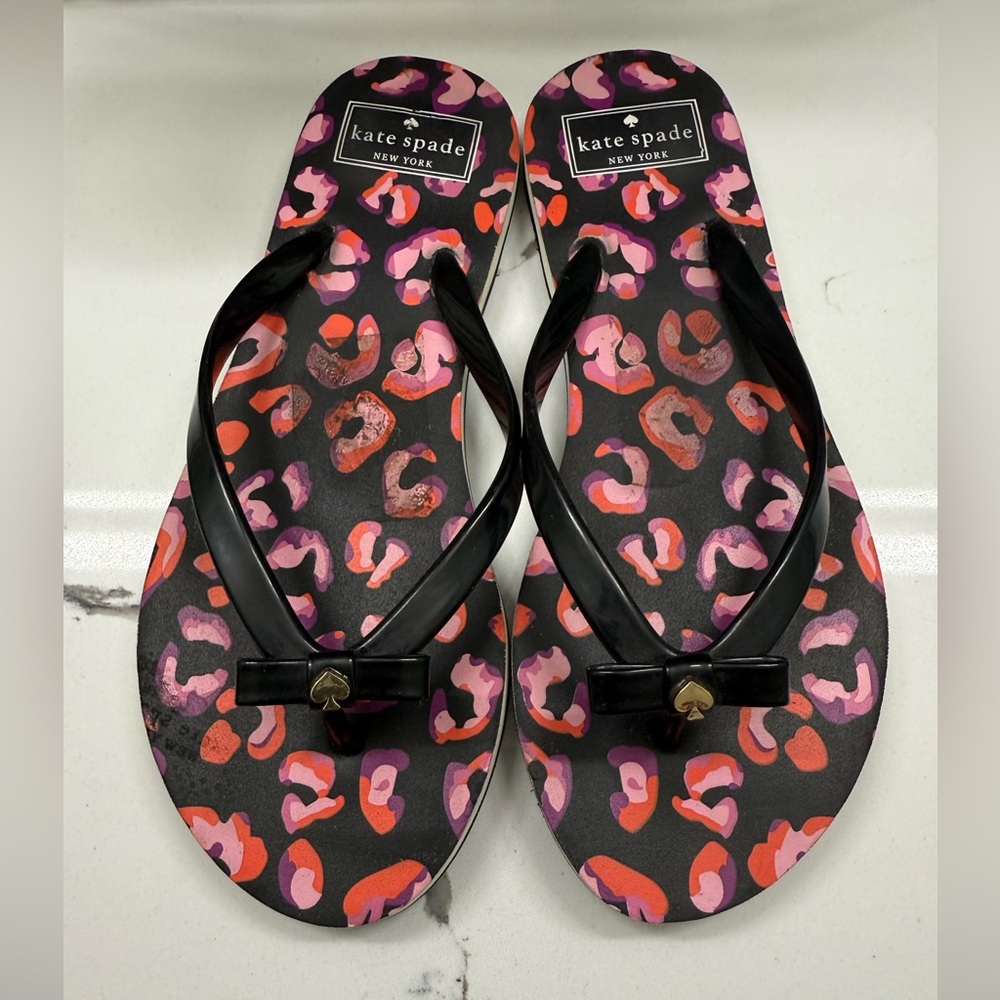 Kate Spade Black and Pink Women's Flip Flops